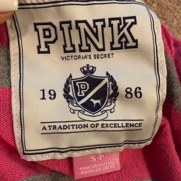 VS Pink Striped Hooded Button Down Cardigan - Picture 8 of 10